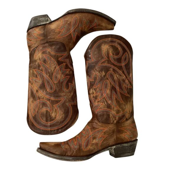 Old Gringo Lauren 13" Western Cowgirl Boots In Brass Leather Snip Toe Size 9 - Picture 10 of 16